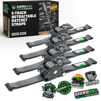 compare product Rhino USA Retractable Ratchet Straps (2Pk 1Inx10Ft) Gray