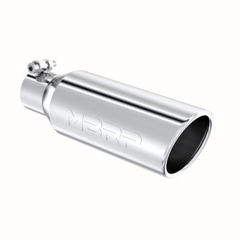 compare product MBRP Universal Tip 4in OD 2.5in Inlet 12in Length Angled Cut Rolled End Clampless No-Weld T304