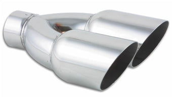 compare product Vibrant Dual 3.5in Round SS Exhaust Tip (Single Wall Angle Cut)