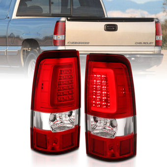 compare product ANZO 2003-2006 Chevy Silverado 1500 LED Taillights Plank Style Chrome With Red/Clear Lens