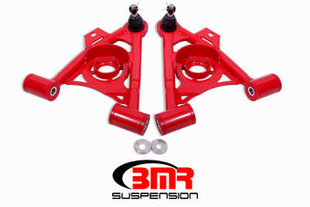 compare product BMR 79-93 Fox Mustang Non-Adj Lower A-Arms Standard Ball Joint Spring Pocket - Red