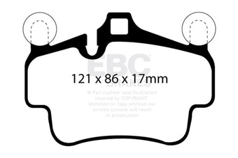 compare product EBC 07-08 Porsche 911 (997) (Cast Iron Rotor only) 3.6 Carrera 2 Bluestuff Front Brake Pads