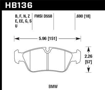 compare product Hawk 92-98 BMW 318i 1.8L Sedan Front ER-1 Brake Pads