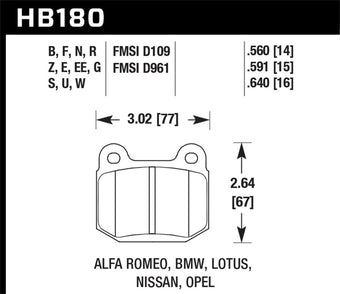 compare product Hawk 04-09 Infiniti G35 3.5L Base Brembo Brakes OE Incl.Shims Rear ER-1 Brake Pads