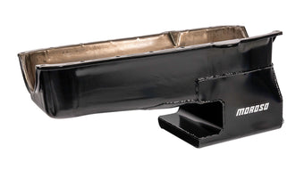 compare product Moroso 80-85 SBC w/Passengers Side Dip Stick Dart SHP Chevy II Oil Pan - Black