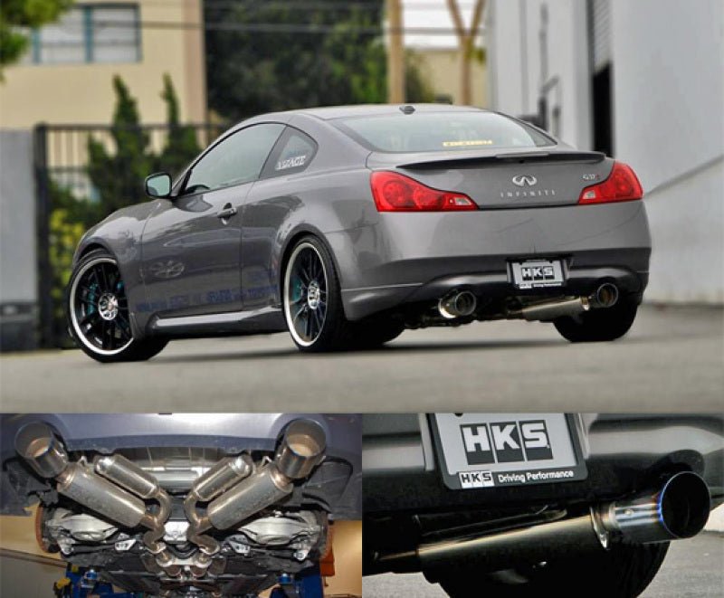 HKS 08 - 13 Infiniti G37 Coupe Dual Hi - Power Ti Tip Catback Exhaust (SUS304 NO COATING) - My Store