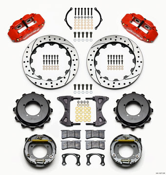 compare product Wilwood Narrow Superlite 4R Rear Kit 12.88in Red Speedway Eng Floater w/ New Style End