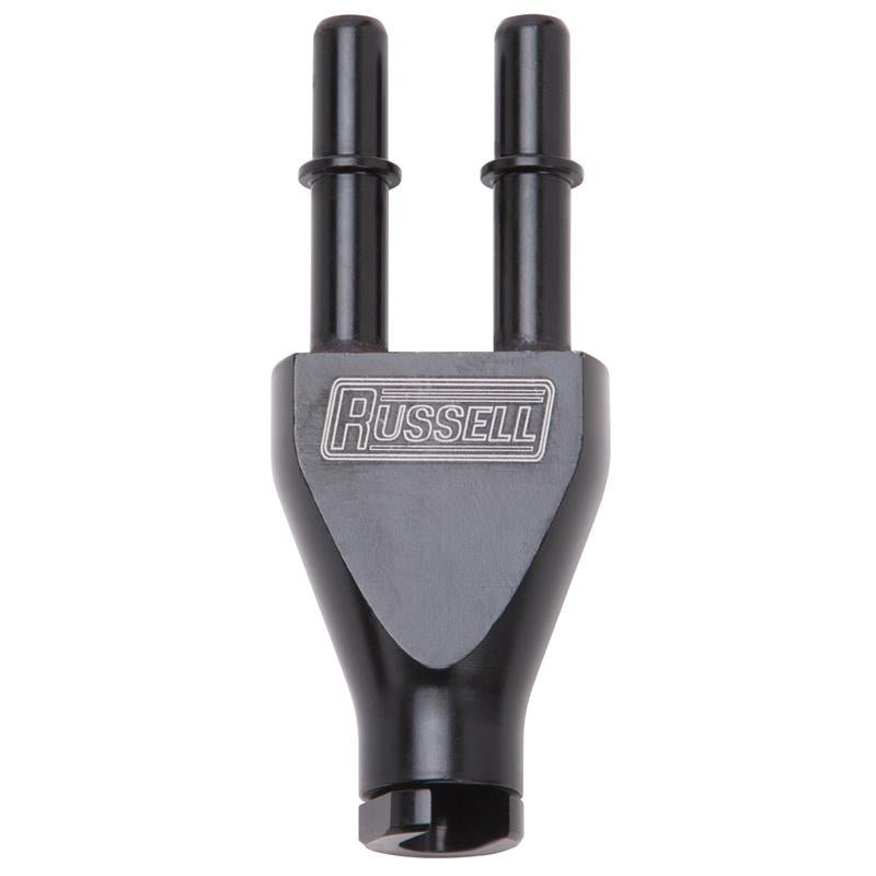 Russell Adapter Y - Block 3/8in Sae Quick Disconnect Female To 2X 3/8in Sae Qd Male Blk Anodized - My Store