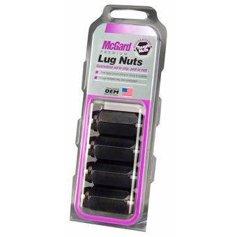 compare product McGard Hex Lug Nut (Cone Seat) M14X1.5 / 22mm Hex / 1.945in. Length (4-Pack) - Black