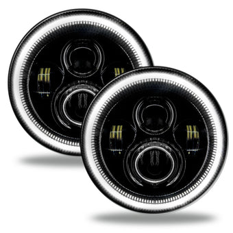 compare product Oracle 7in High Powered LED Headlights - Black Bezel - White