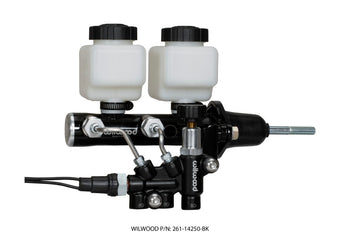 compare product Wilwood Tandem Remote M/C Kit w L/H Bracket & Prop Valve - 15/16in Bore Black-W/Pushrod