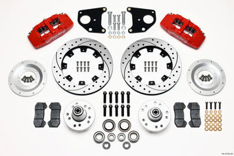 compare product Wilwood Dynapro 6 Front Hub Kit 12.19in Drilled Red 62-72 CDP B & E Body-Drum
