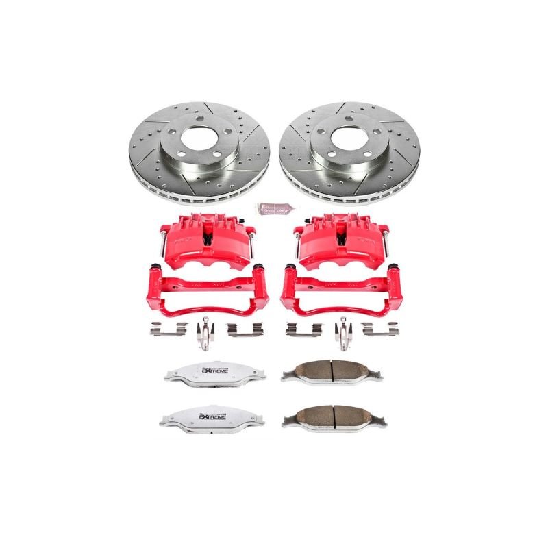 Power Stop 03 - 04 Ford Mustang Front Z26 Street Warrior Brake Kit w/Calipers - My Store