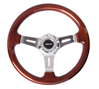 compare product NRG Classic Wood Grain Steering Wheel (330mm) Wood Grain w/Chrome 3-Spoke Center
