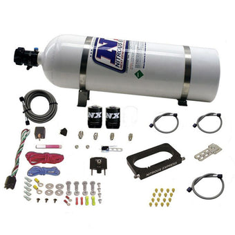 compare product Nitrous Express 96-04 Ford Mustang Cobra/Mach 1 4 Valve Nitrous Kit (50-300HP) w/15lb Bottle