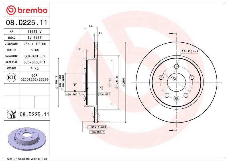 Brembo OE 17 - 21 Chevy Bolt EV/16 - 19 Cruze/Volt Friction Brake Disc - My Store