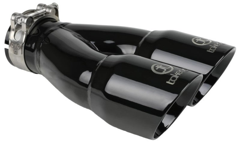 aFe Takeda 2.5in 304 Stainless Steel Clamp - on Exhaust Tip 2.5in Inlet 3in Dual Outlet - Black - My Store