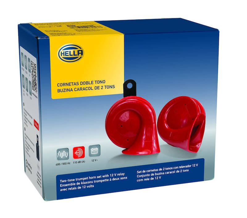 Hella Twin Trumpet Horn Kit 12V 400/500Hz (007424804 = 007424801) - My Store