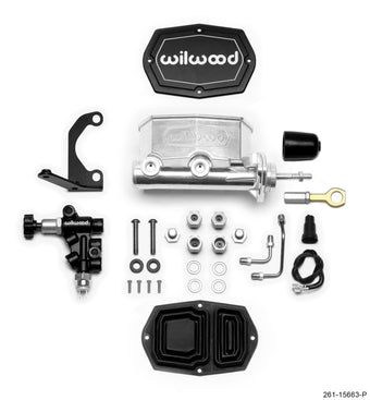 compare product Wilwood Compact Tandem M/C - 7/8in Bore w/RH Bracket and Valve (Mustang Pushrod) - Ball Burnished