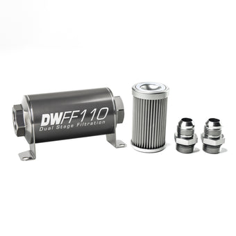 compare product DeatschWerks Stainless Steel 10AN 10 Micron Universal Inline Fuel Filter Housing Kit (110mm)