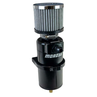 compare product Moroso Single Inlet -8AN Billet Breather Tank Catch Can - Black