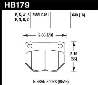 compare product Hawk 89-93 Nissan 300ZX / 89-95 Skyline / 06-07 Subaru Impreza WRX Race HT-10 Rear Brake Pads