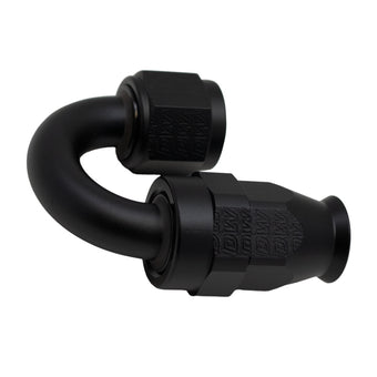 compare product DeatschWerks 8AN Female Swivel 180-Degree Hose End PTFE (Incl Olive Insert) - Anodized Matte Black