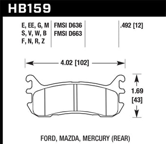 compare product Hawk 94-97 & 99-03 Mazda Miata HT-10 Race Rear Brake Pads