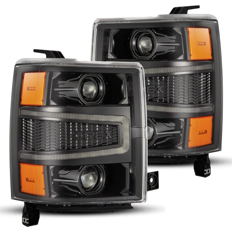 AlphaRex 14 - 15 Chevy 1500 PRO - Series Projector Headlights, Alpha - Black w/ Sequential Signal & DRL - My Store