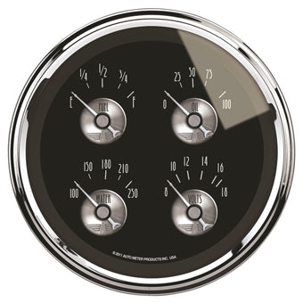 compare product AutoMeter Gauge Quad 5in. 0 Ohm(e) to 90 Ohm(f) Elec Prestige Blk. Diamond