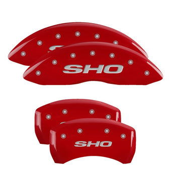 compare product MGP 4 Caliper Covers Engraved Front & Rear SHO Red finish silver ch