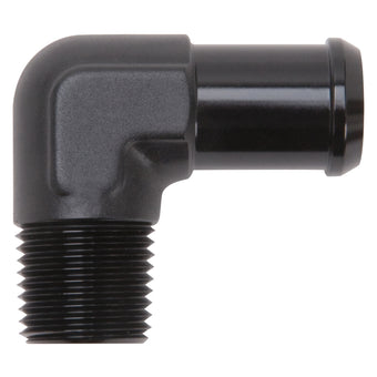 compare product Edelbrock Hose End 90-Deg 1/2In NPT to 3/4In Barb Black Anodize