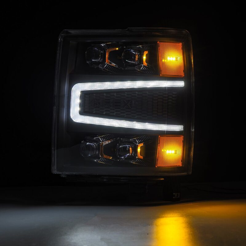 AlphaRex 04 - 15 Chevy 1500HD NOVA - Series LED Proj Headlights Black w/Activ Light/Seq Signal & SB DRL - My Store