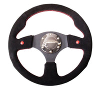 NRG Reinforced Steering Wheel (320mm) Blk Suede w/Dual Buttons - My Store