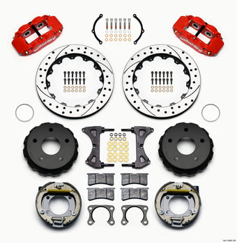 compare product Wilwood Narrow Superlite 4R Rear P-Brk Kit 12.88in Drilled Red Big Ford 2.38in Off Bronco 5 x 5.50