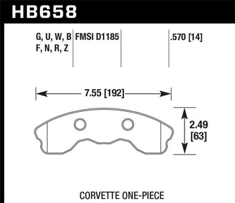 compare product Hawk 2010-2013 Chevy Corvette Grand Sport (One-Piece Pads) ER-1 Motorsports Front Brake Pads