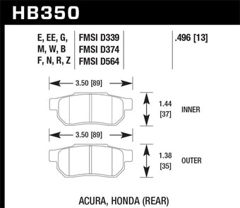 compare product Hawk Honda/Acura ER-1 Endurance Racing Rear Brake Pads