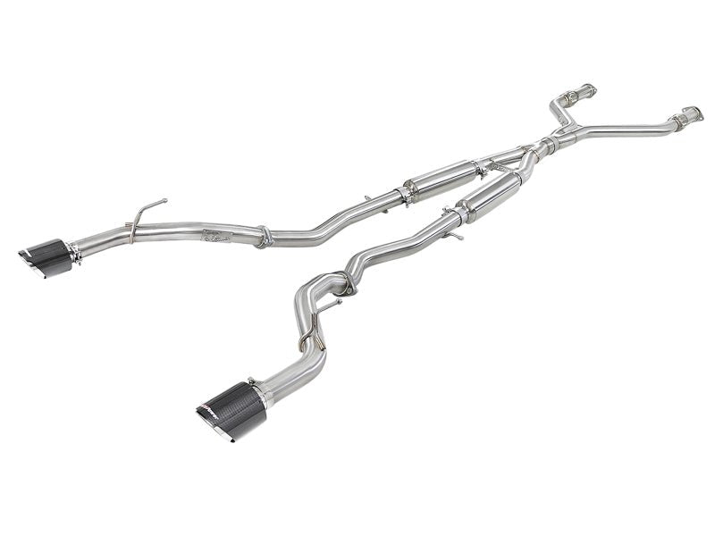 aFe POWER Takeda 2.5in 304 SS CB Exhaust w/ Carbon Fiber Tips 17 - 19 Infiniti Q60 V6 - 3.0L (tt) - My Store