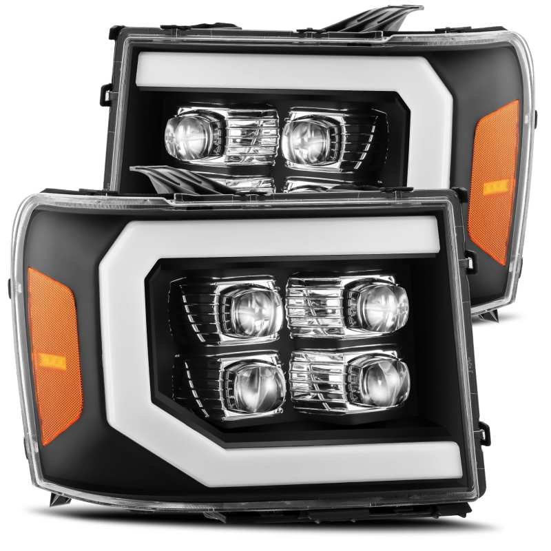 AlphaRex 07 - 13 GMC 1500HD NOVA LED Proj Headlight Plank Style Gloss Blk w/Activ Light/Seq Signal/DRL - My Store