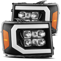 AlphaRex 07 - 13 GMC 1500HD NOVA LED Proj Headlight Plank Style Gloss Blk w/Activ Light/Seq Signal/DRL - My Store