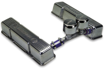 compare product Moroso Chevrolet Small Block (Sprint Car) Valve Cover - Crossover Breather - Polished Alum - Pair