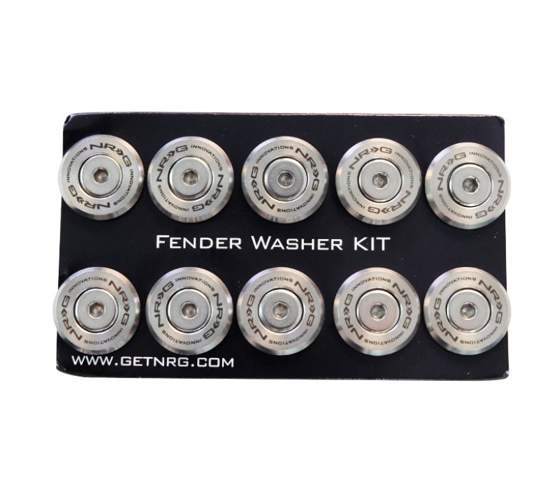 NRG M - Style Fender Washer Kit (TI Series) M6 Bolts For Plastic (Silver Wshr/Silver Scrw) - Set of 10 - My Store