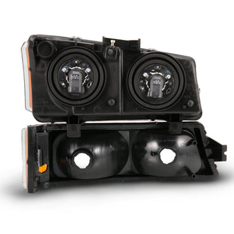 compare product ANZO 2003-2006 Chevy Silverado Crystal Headlight w/ Signal Light Black Amber (4 pcs)