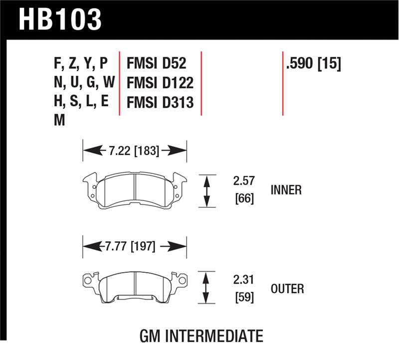 Hawk 76 - 77 Chevrolet Camaro LT / 72 Camaro Z28 / 69 - 81 Camaro DTC - 70 Race Front Brake Pads - My Store