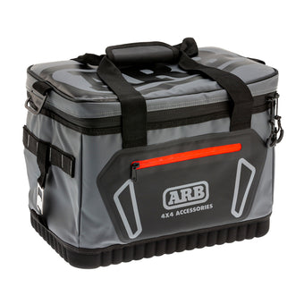 compare product ARB Cooler Bag Charcoal w/ Red Highlights 15in L x 11in W x 9in H Holds 22 Cans