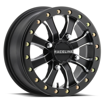 compare product Raceline A71MB Mamba 14x6in/4x137 BP/40mm Offset/110.18mm Bore - Black & Machined Beadlock Wheel
