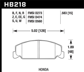 compare product Hawk Honda Accord/Civic/CRX Front Race Blue 9012 Brake Pads