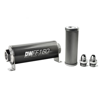 compare product DeatschWerks Stainless Steel 8AN 100 Micron Universal Inline Fuel Filter Housing Kit (160mm)