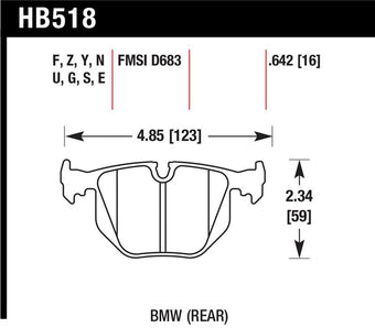 compare product Hawk BMW 3/5/7Series/M3/M5/X3/X5/Z4/Z8 / Land Rover Range Rover Blue 9012 Race Rear Brake Pads
