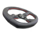 NRG Reinforced Steering Wheel (320mm Horizontal / 330mm Vertical) Leather w/Red Stitching - My Store